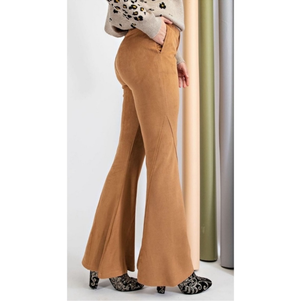 🤎LAST1️⃣🤎New Easel Soft Faux Suede Trendy Bell Bottom Pants - Picture 5 of 6